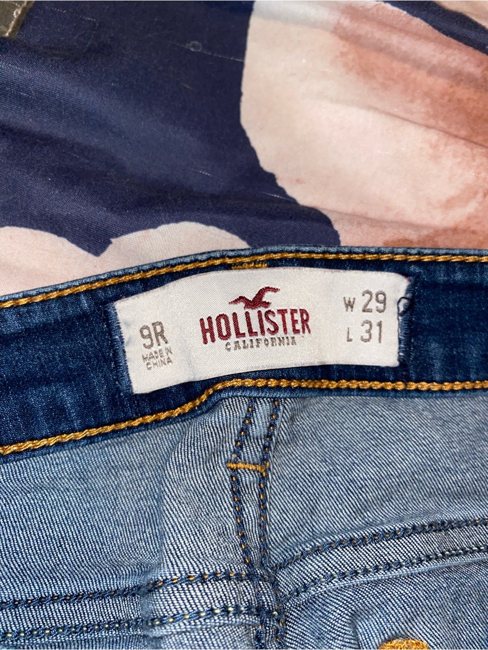 Hollister Light Blue Denim Jeans with Contrast Stitching